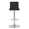Armen Living Aubrey Adjustable Height Swivel Black Faux Leather and Chrome Bar Stool with Walnut Wood LCAUBAWABL - alternate 5